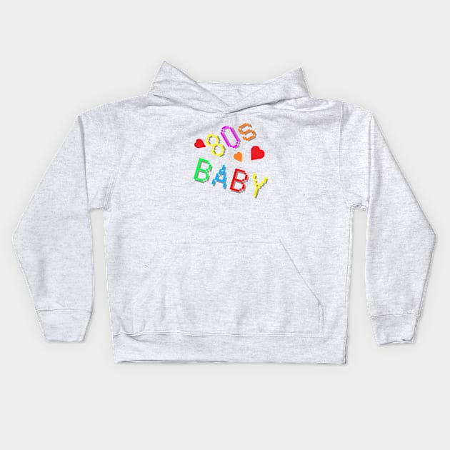 80s Baby. Fun Retro Statement with Hearts. (White Background) Kids Hoodie by Art By LM Designs 